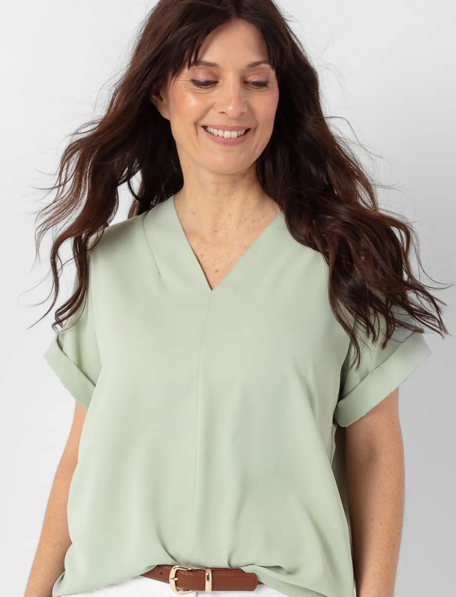 Dolman Sleeve V-neck Blouse