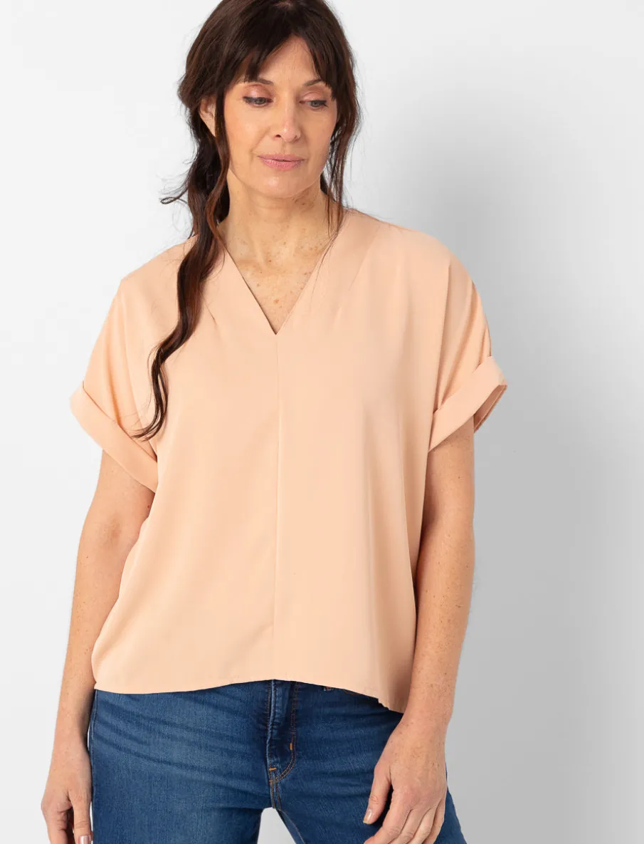 Dolman Sleeve V-neck Blouse
