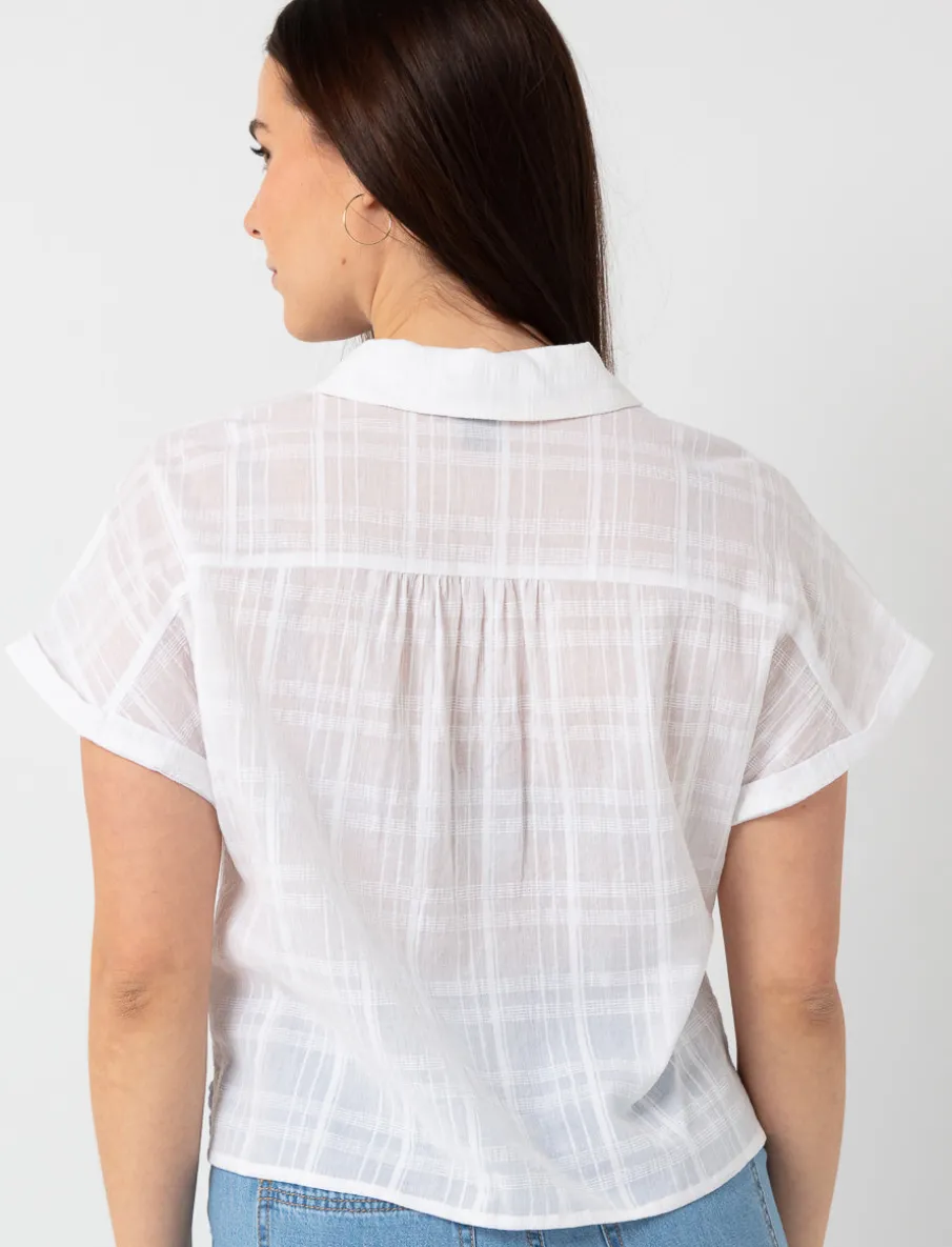 Dolman-sleeve buttoned blouse