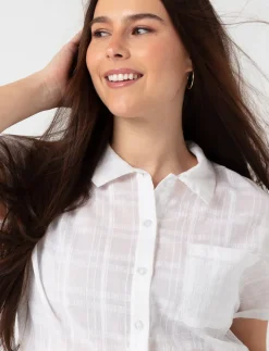 Dolman-sleeve buttoned blouse