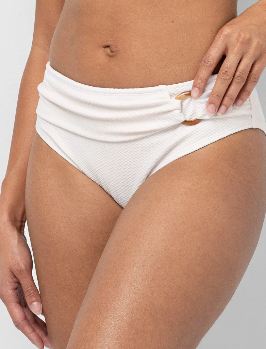 Draped Bikini Bottom with Decorative Ring