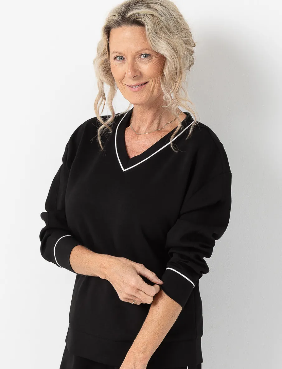 Drop-shoulder V-neck Sweater