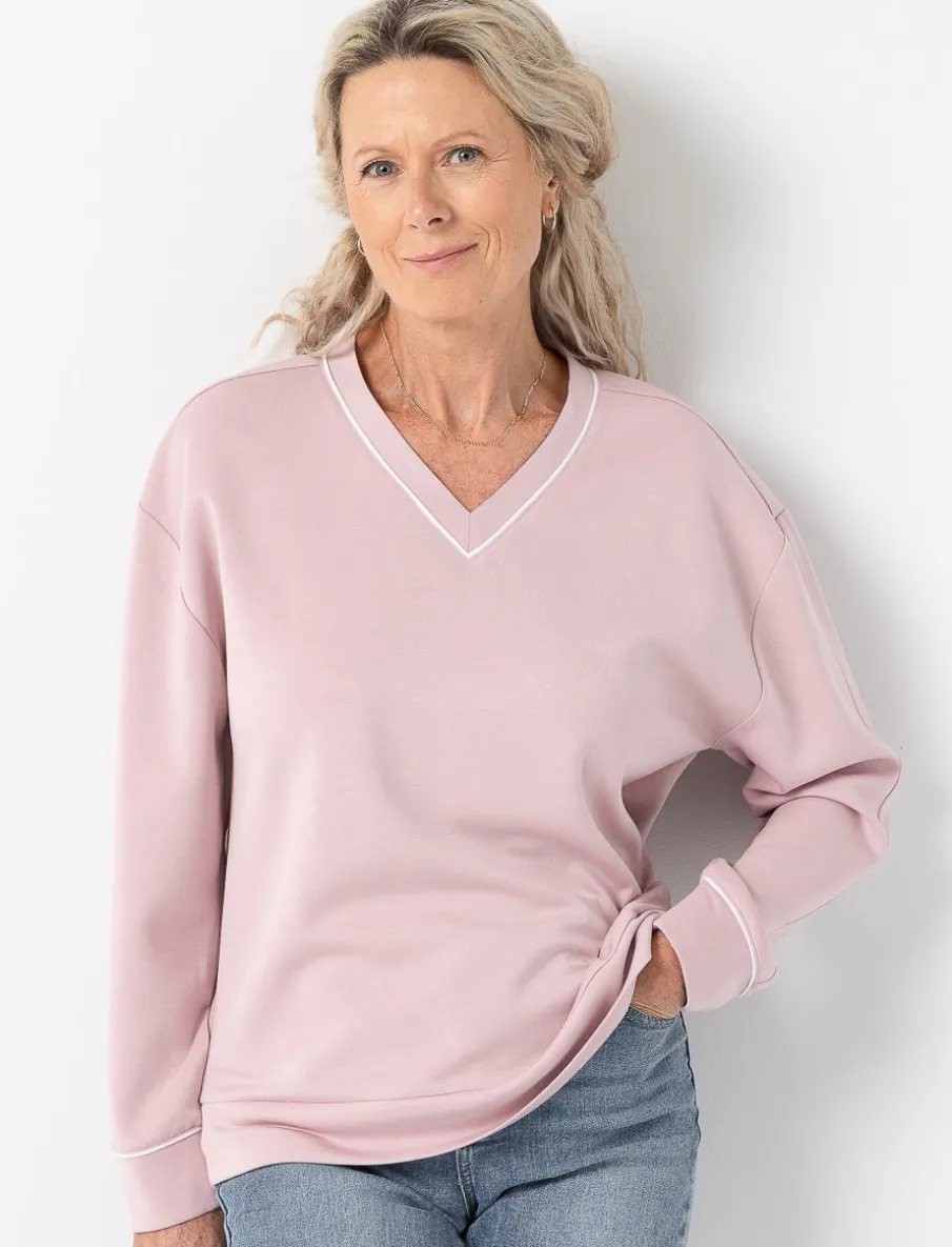 Drop-shoulder V-neck Sweater