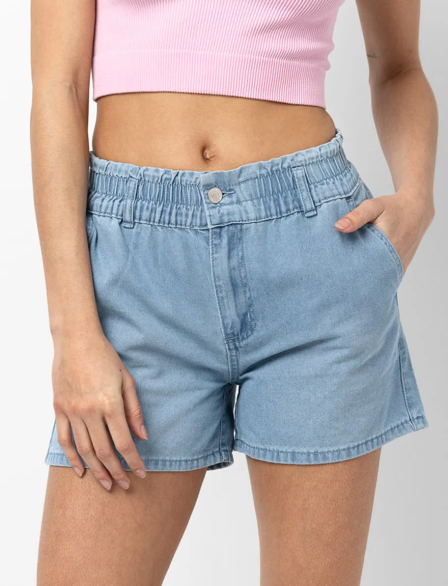 Elastic Waist Denim Shorts