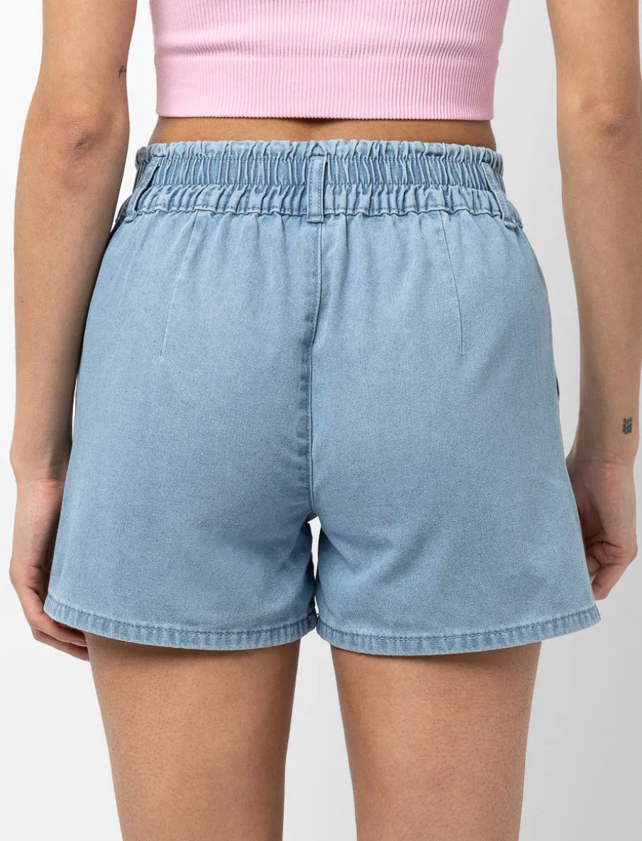 Elastic Waist Denim Shorts