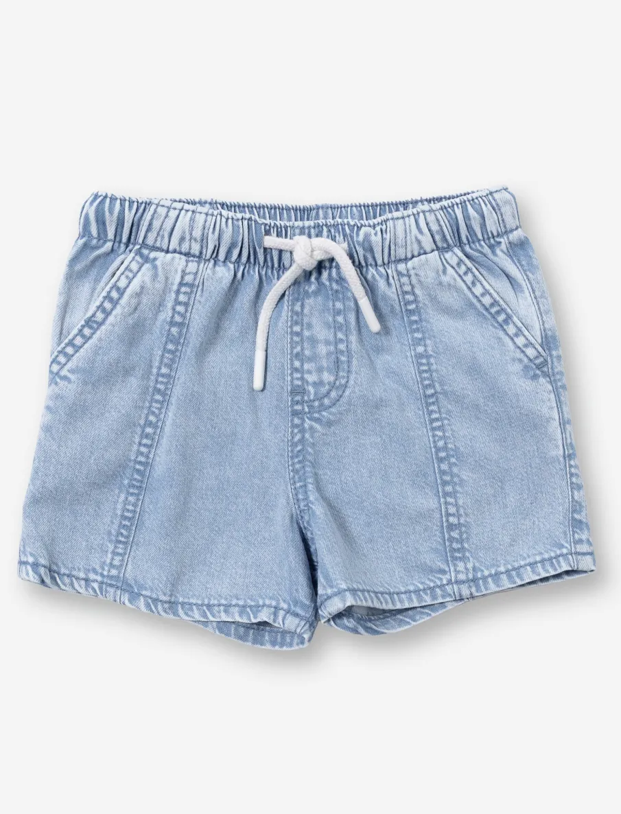 Elastic Waist Denim Shorts