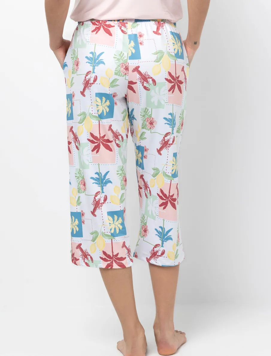 Elastic Waist Pajama Capri