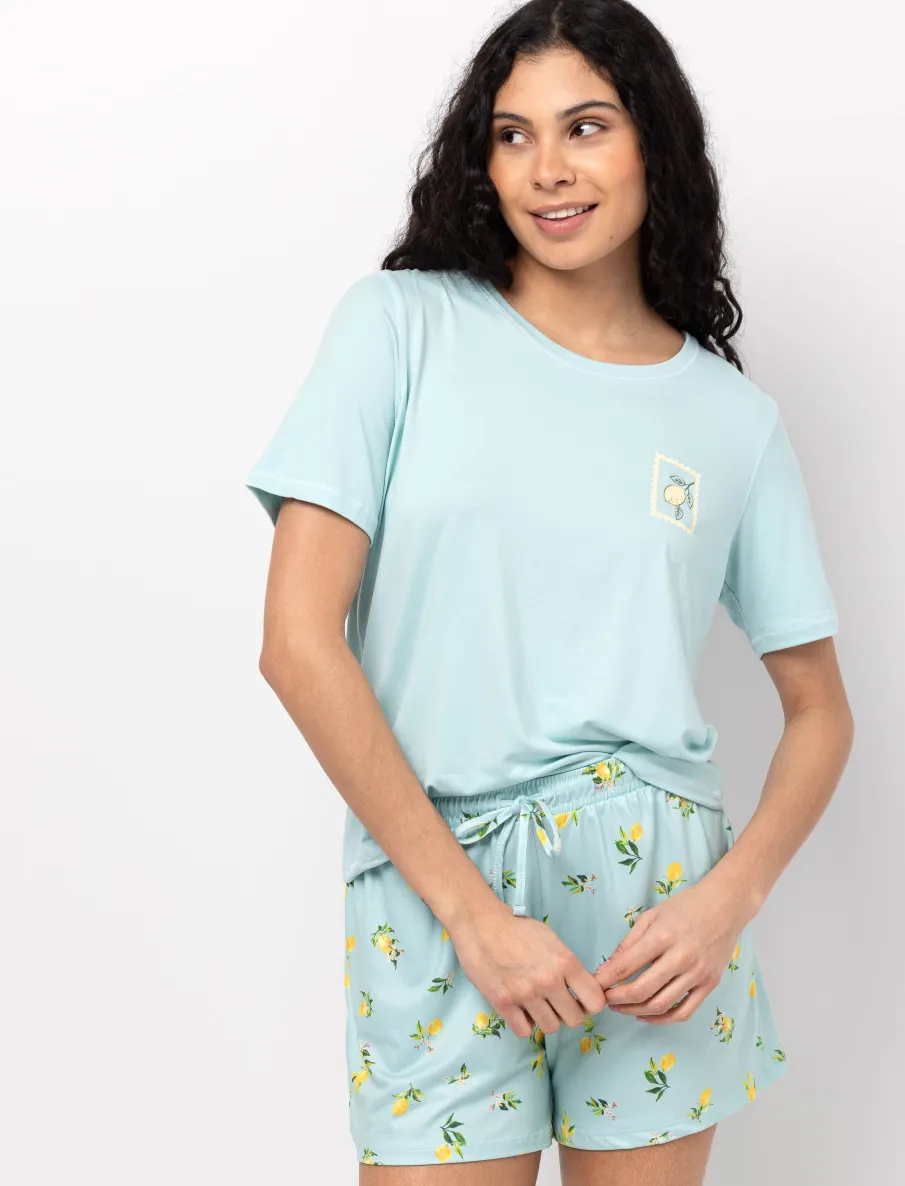 Elastic Waist Pajama Shorts