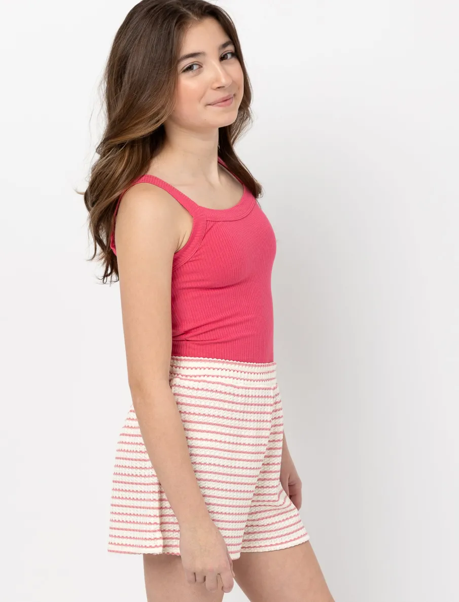 Elastic Waistband Striped Shorts