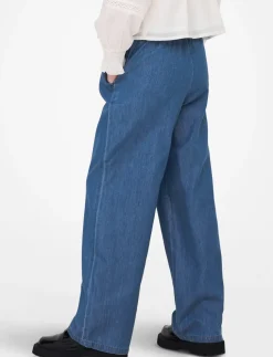 Elastic-waist Denim-look Pants