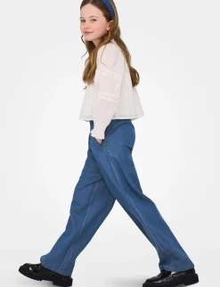 Elastic-waist Denim-look Pants
