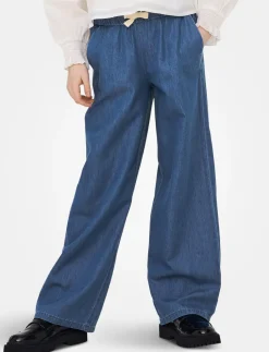 Elastic-waist Denim-look Pants