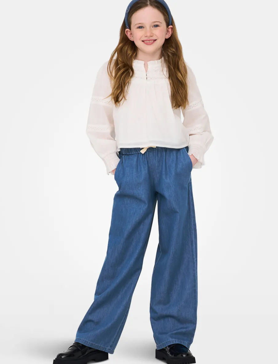 Elastic-waist Denim-look Pants