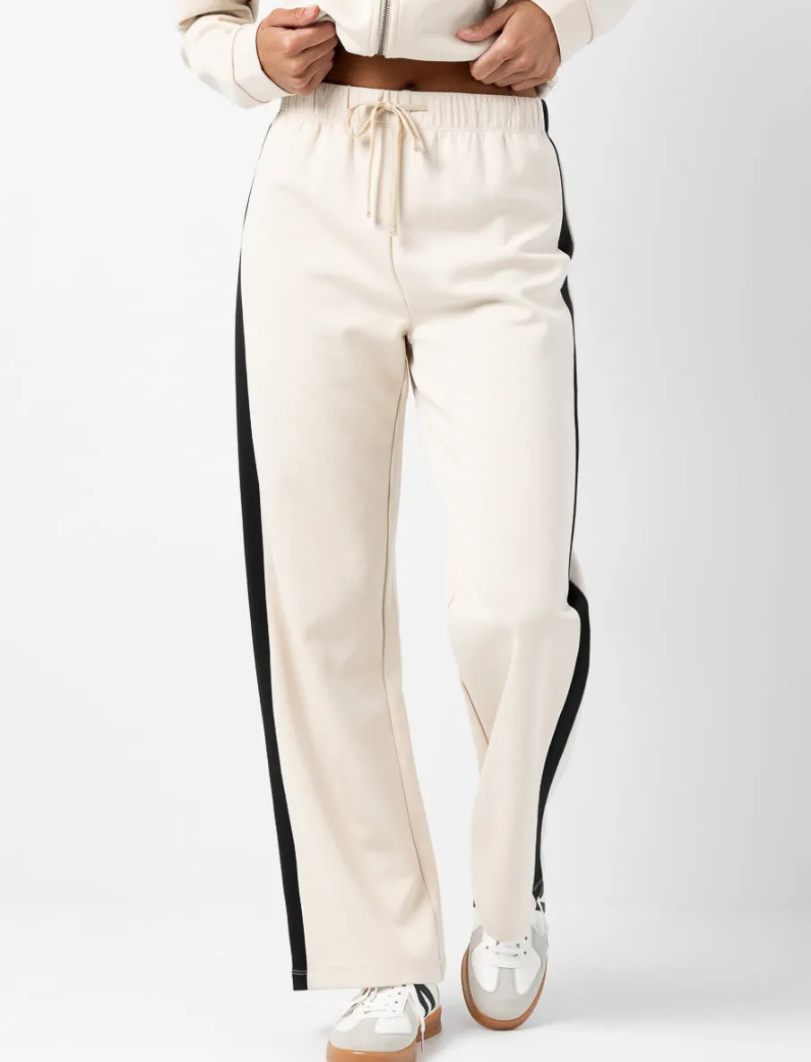 Elastic-waist Pants with Contrast Stripes