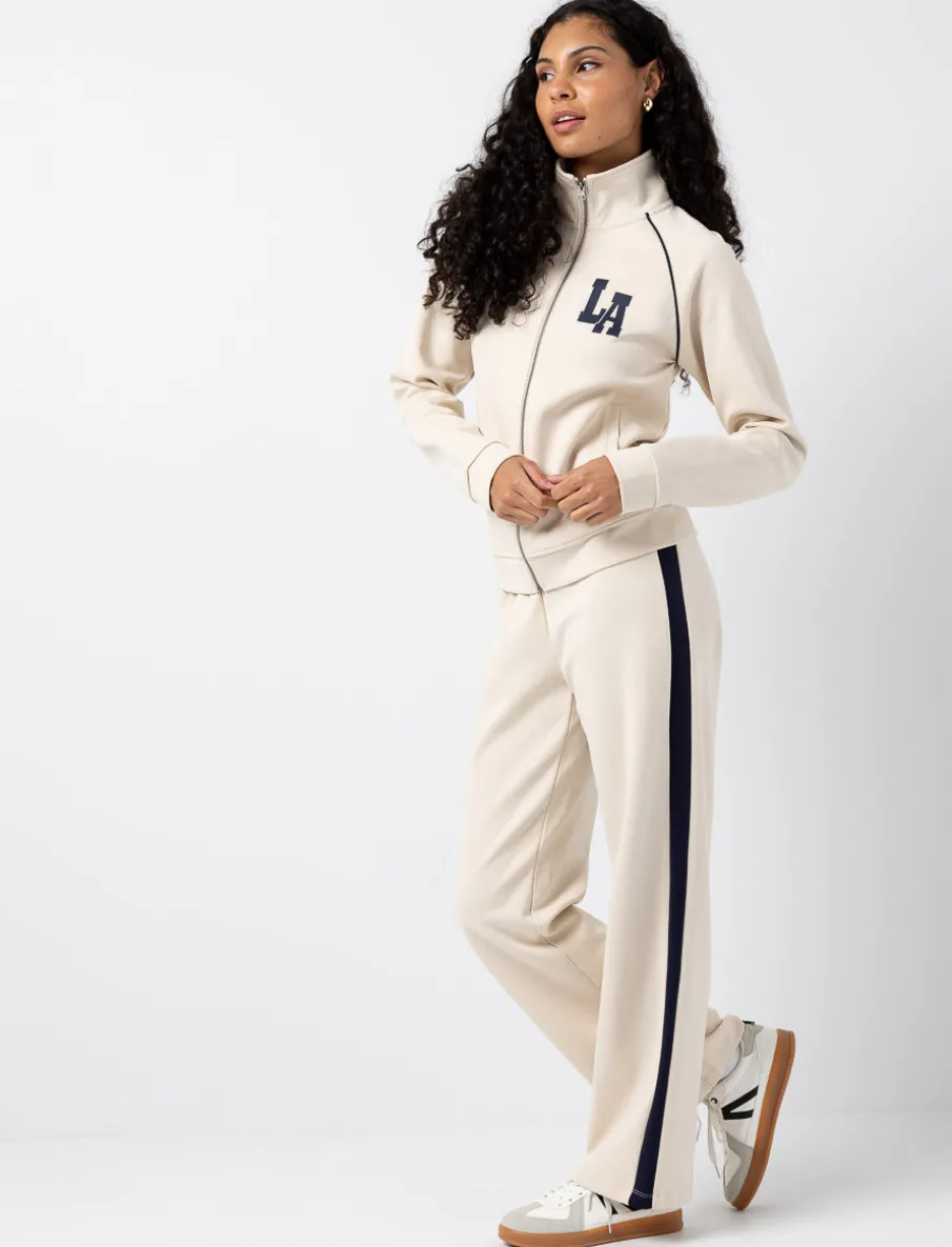 Elastic-waist Pants with Contrast Stripes