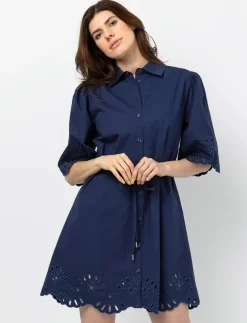 Embroidered Shirt Dress with Belt