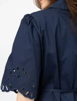 Embroidered Shirt Dress with Belt