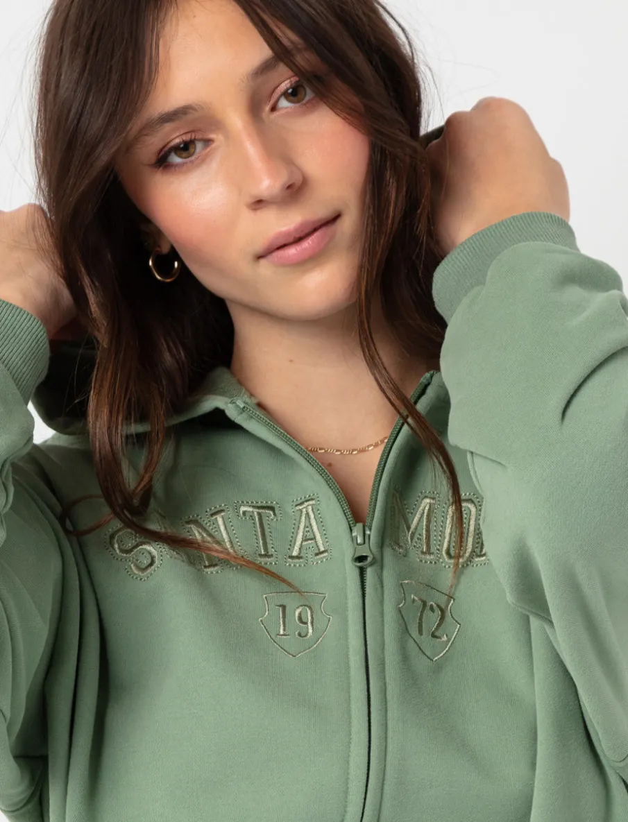 Embroidered Zip-Up Hoodie