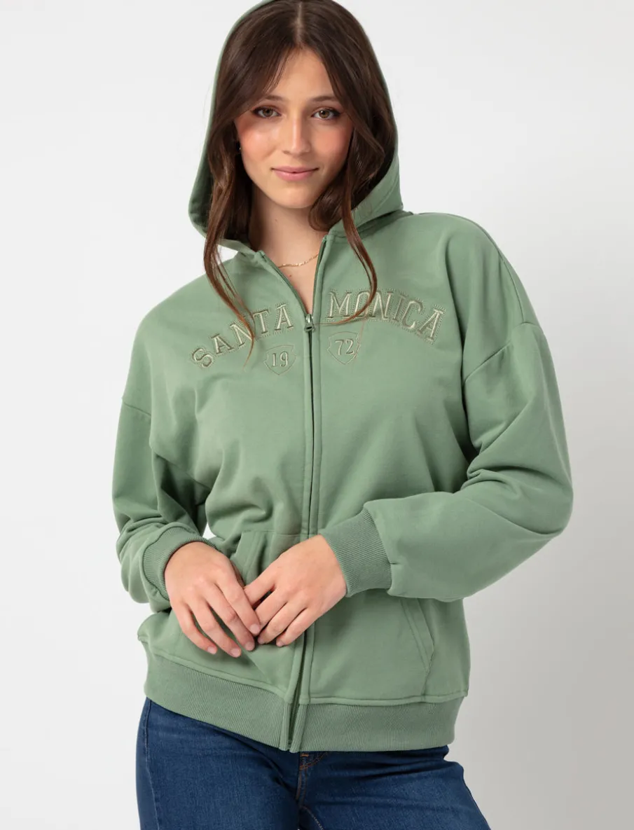 Embroidered Zip-Up Hoodie