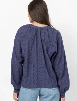 Eyelet Embroidered Puff-sleeve Blouse