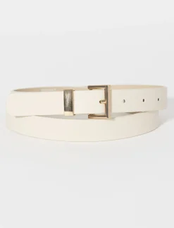 Faux Leather Belt with Square Buckle