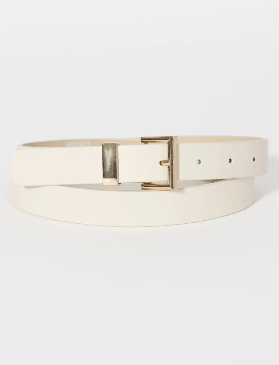 Faux Leather Belt with Square Buckle