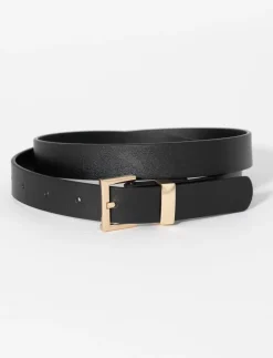 Faux Leather Belt with Square Buckle