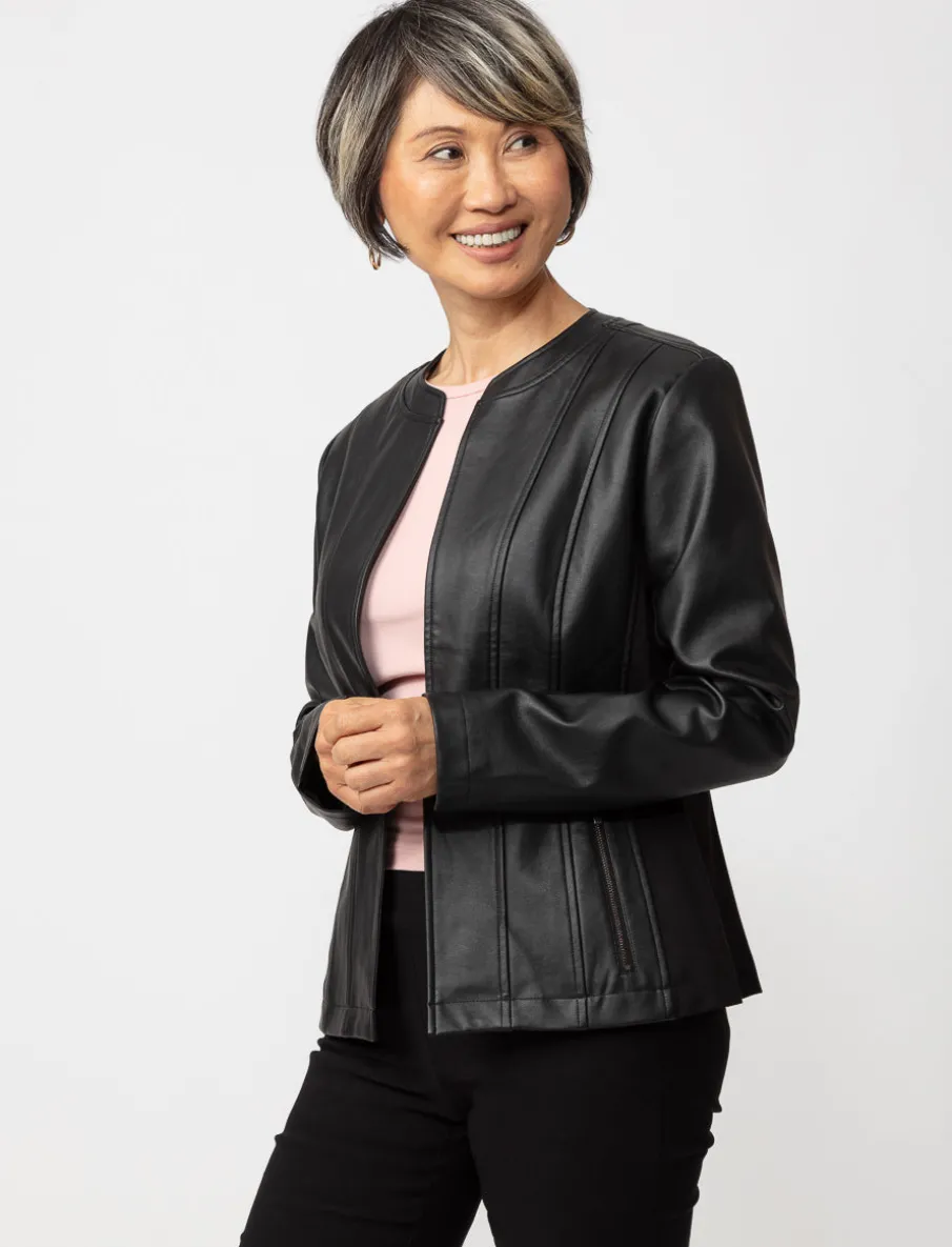 Faux-leather Blazer