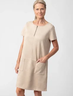 Faux-suede Dress with Zipped Neckline