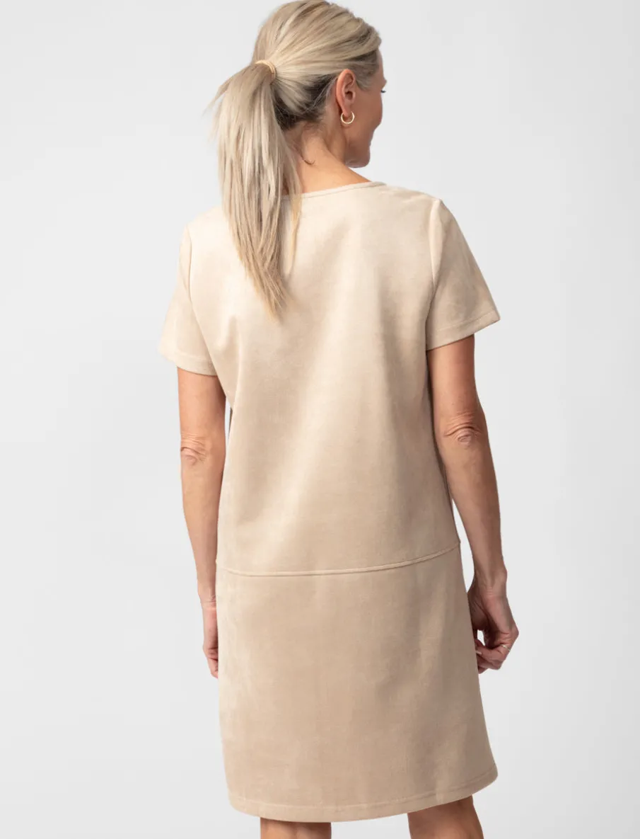 Faux-suede Dress with Zipped Neckline