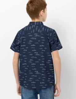 Fish Print Pocket Shirt