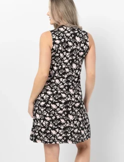 Fit & Flare Floral High-neck Dress
