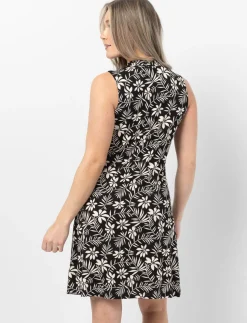 Fit & Flare Floral High-neck Dress