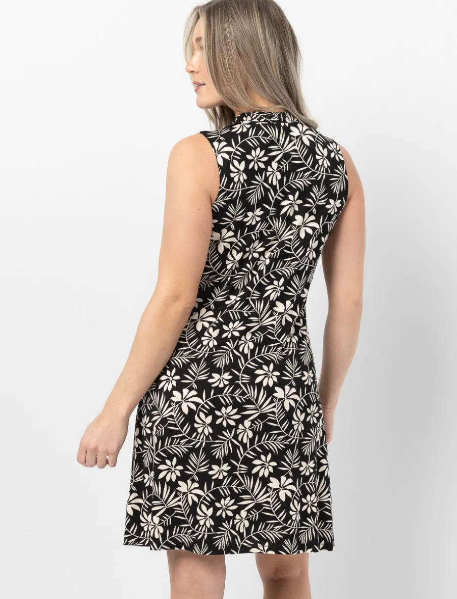 Fit & Flare Floral High-neck Dress