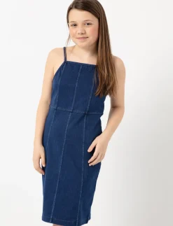 Fitted Denim Dress with Thin straps
