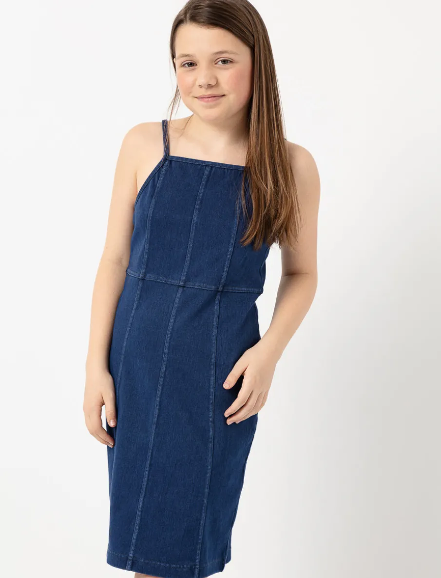 Fitted Denim Dress with Thin straps