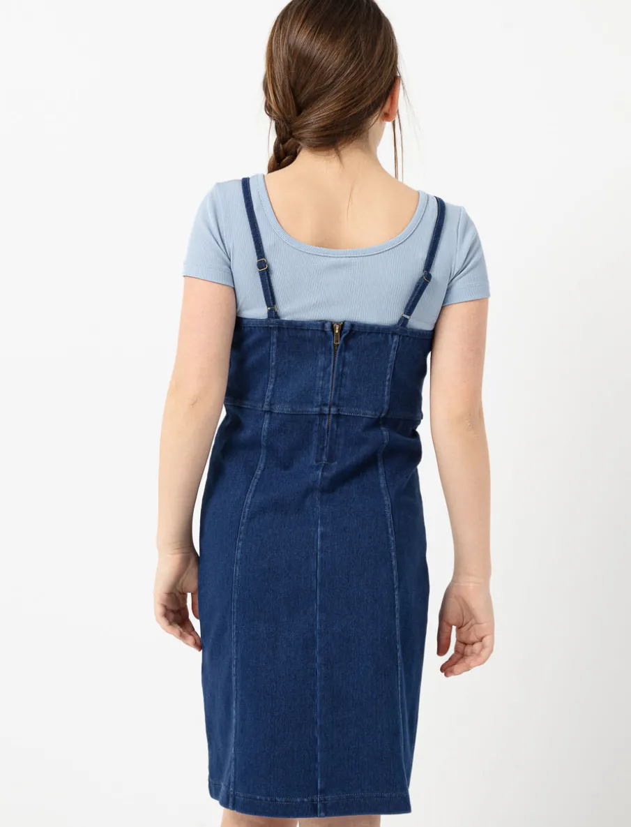 Fitted Denim Dress with Thin straps