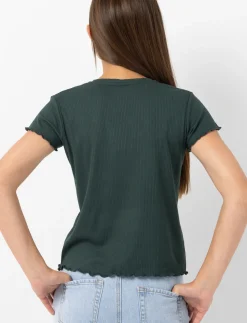 Fitted Ribbed Crew-neck T-shirt