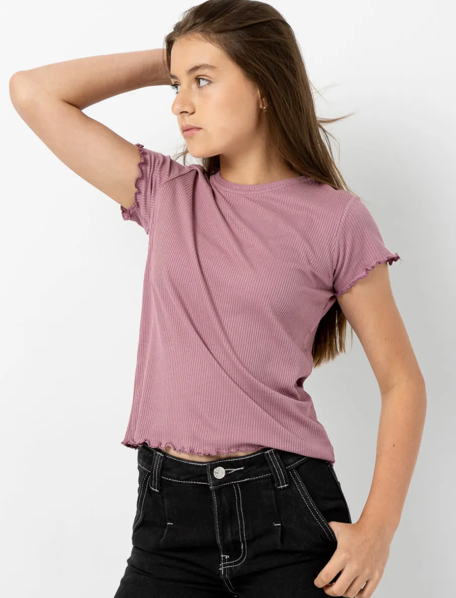 Fitted Ribbed Crew-neck T-shirt