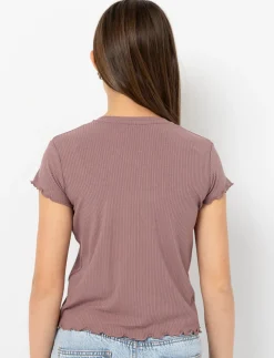 Fitted Ribbed Crew-neck T-shirt