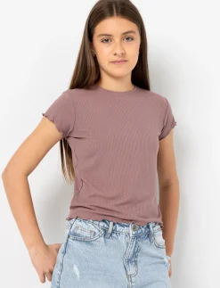 Fitted Ribbed Crew-neck T-shirt
