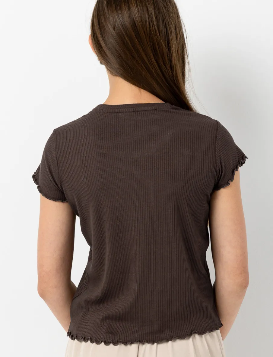 Fitted Ribbed Crew-neck T-shirt