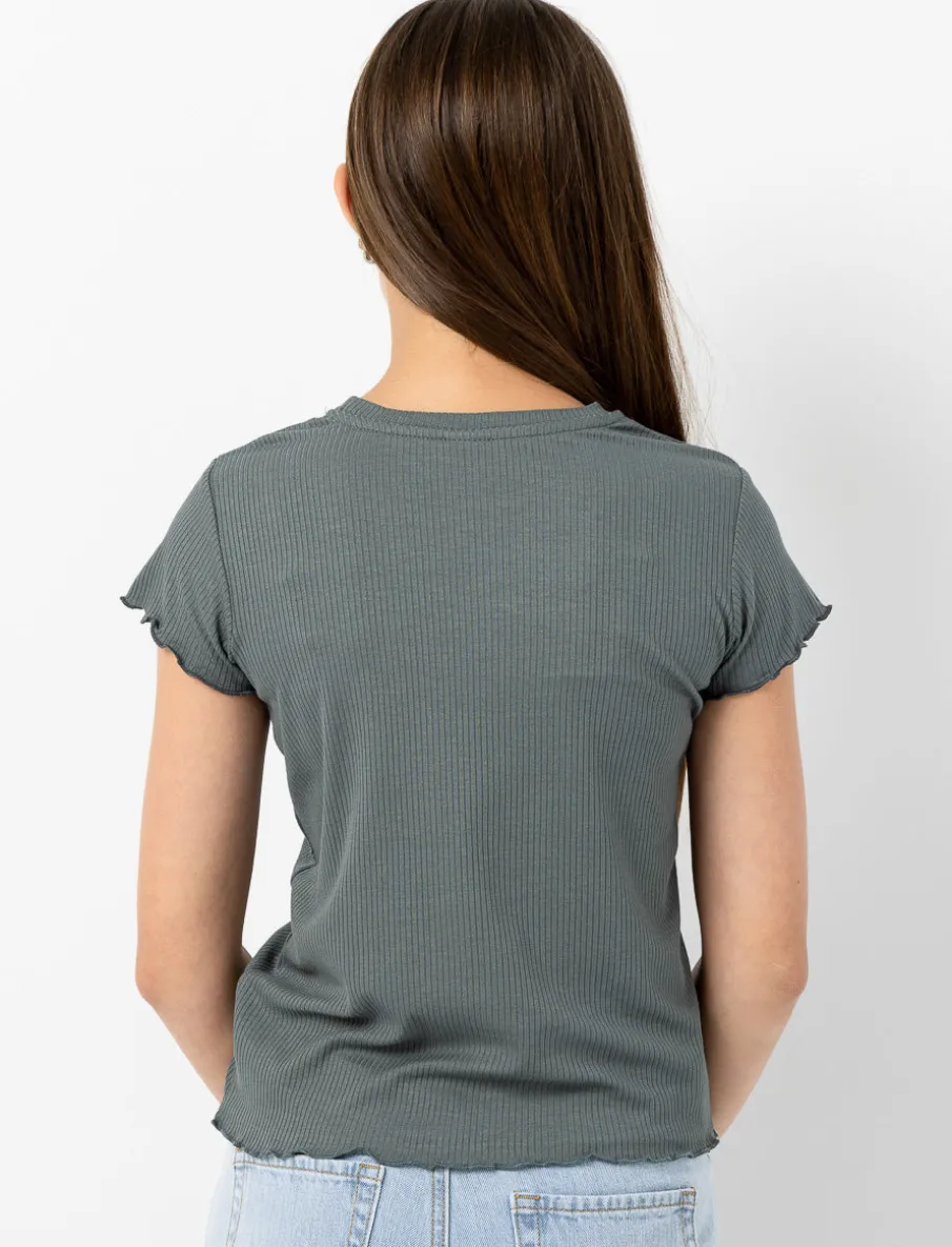 Fitted Ribbed Crew-neck T-shirt