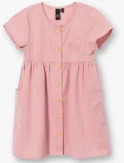 Fitted Solid Dress with Floral Chest Print
