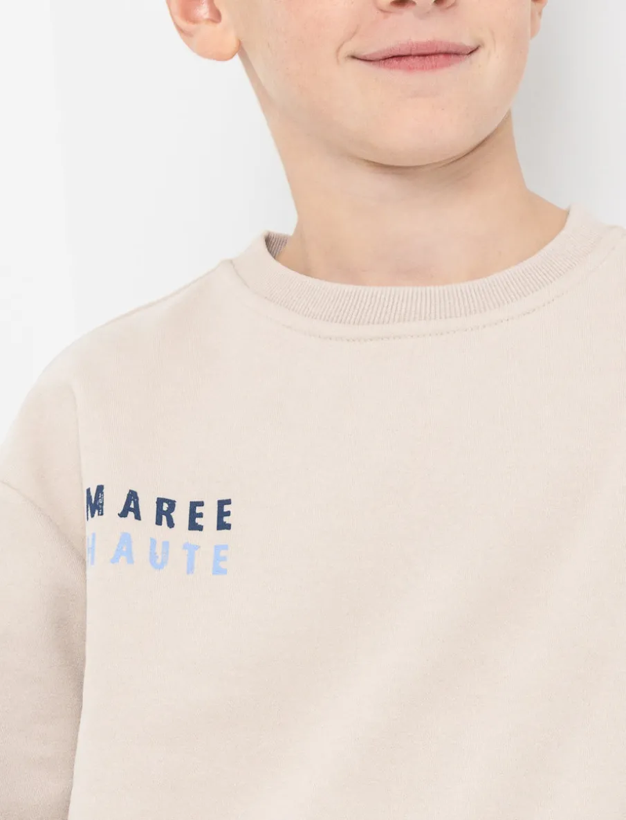 Fleece Back Print Sweatshirt