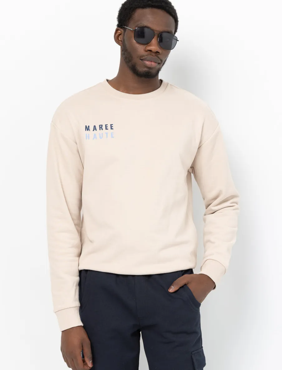 Fleece Back Print Sweatshirt