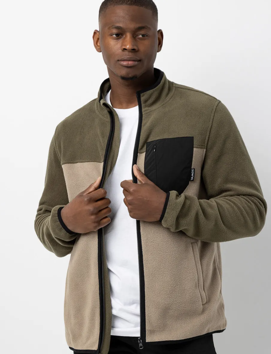 Fleece Zip-up Jacket with High Collar