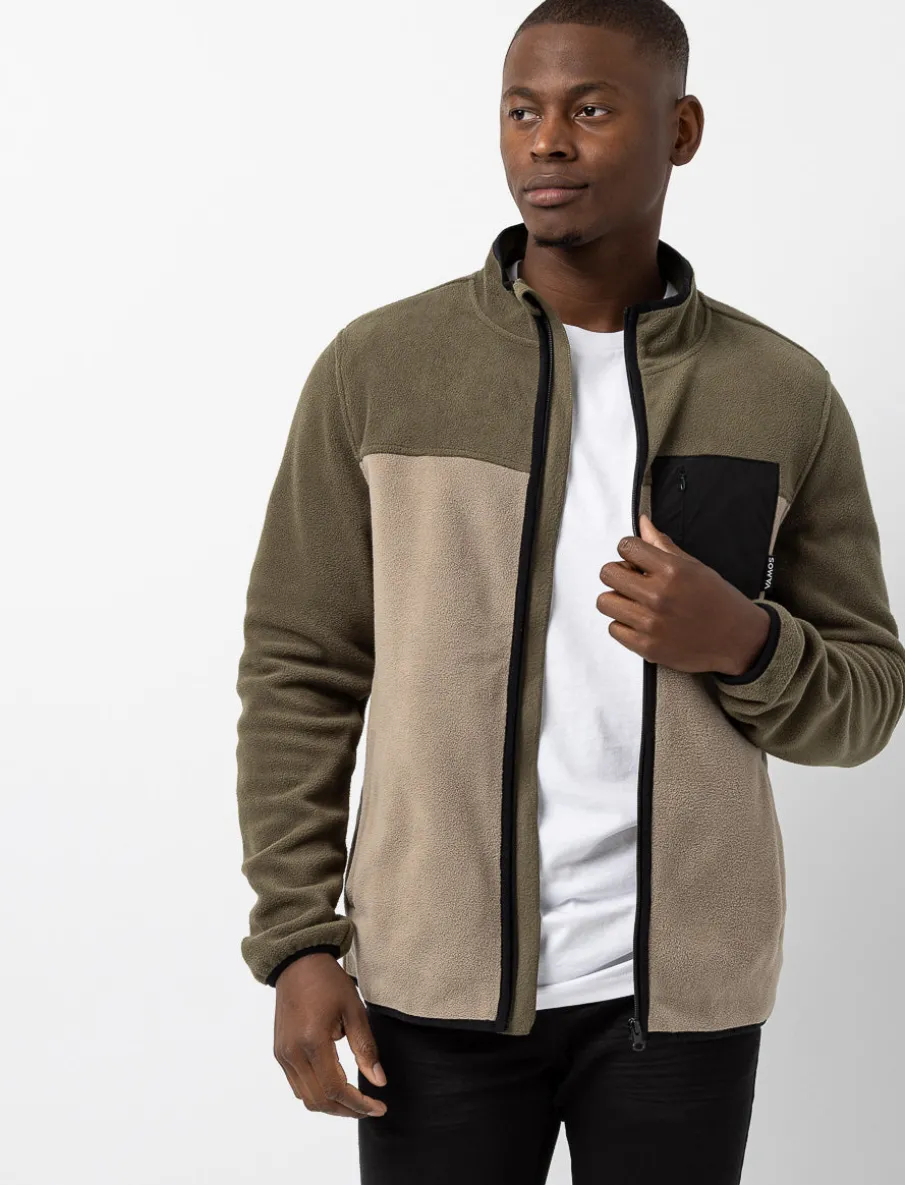 Fleece Zip-up Jacket with High Collar