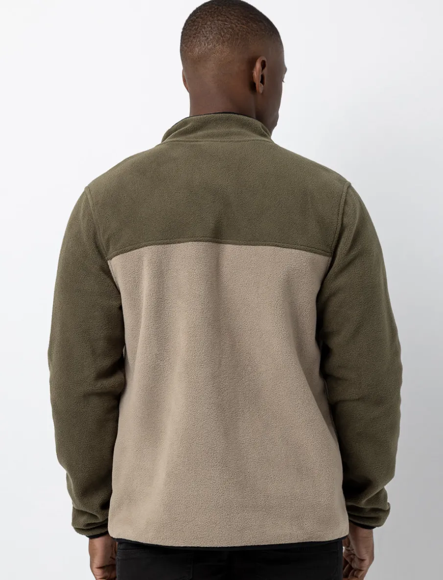 Fleece Zip-up Jacket with High Collar