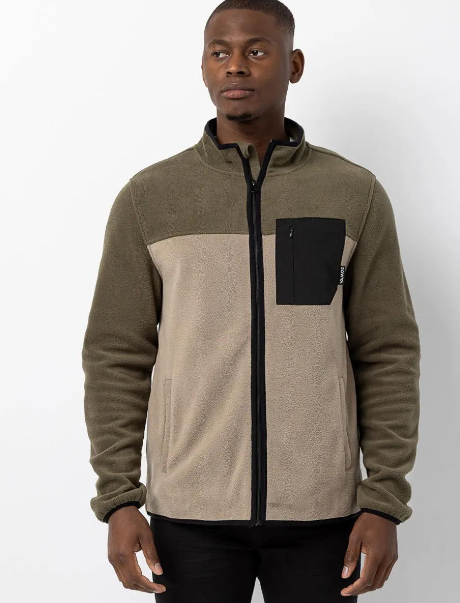 Fleece Zip-up Jacket with High Collar